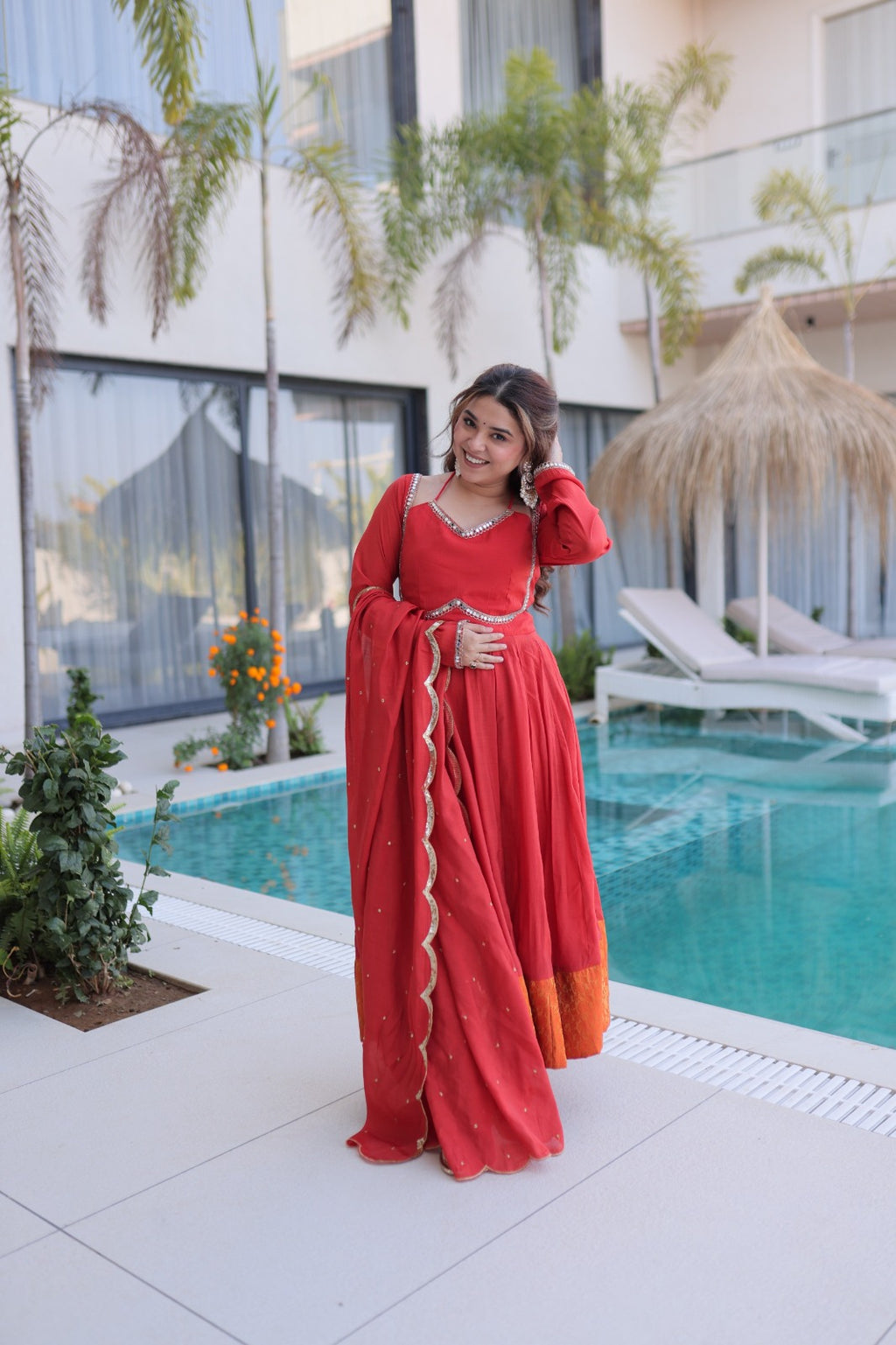 Red Mul Chanderi Suit Set