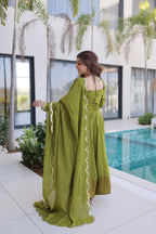 Green Mul Chanderi Suit Set