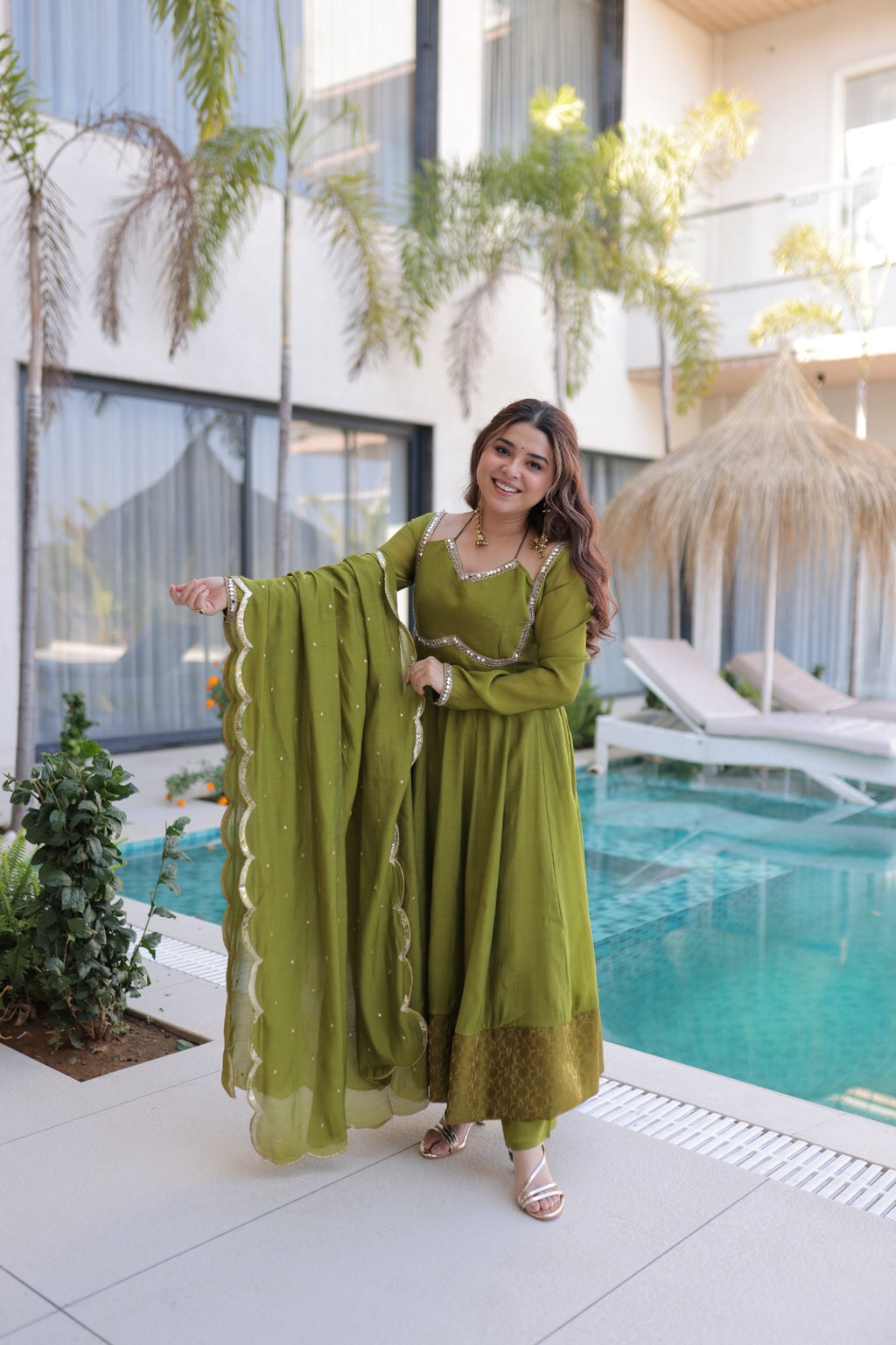 Green Mul Chanderi Suit Set