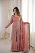 Suhani Fendy Silk Sharara Set (Peach)