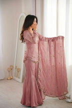 Suhani Fendy Silk Sharara Set (Peach)