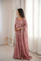 Suhani Fendy Silk Sharara Set (Peach)