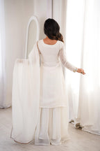 White Embroidery Sharara Set