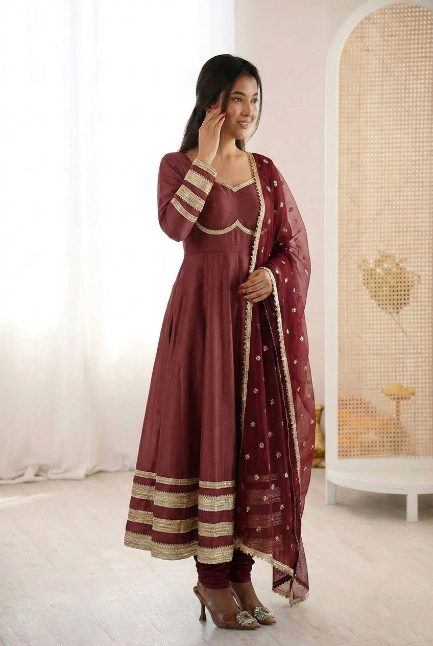 Maroon Cosmos Gold Kurta Set
