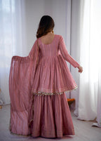 Peach Mal Chanderi Sharara Set