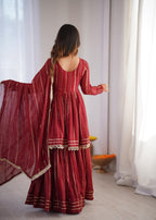 Maroon Mal Chanderi Sharara Set