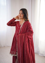 Maroon Mal Chanderi Sharara Set