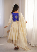 Cream Chinon Silk Sequnce work Suit Set