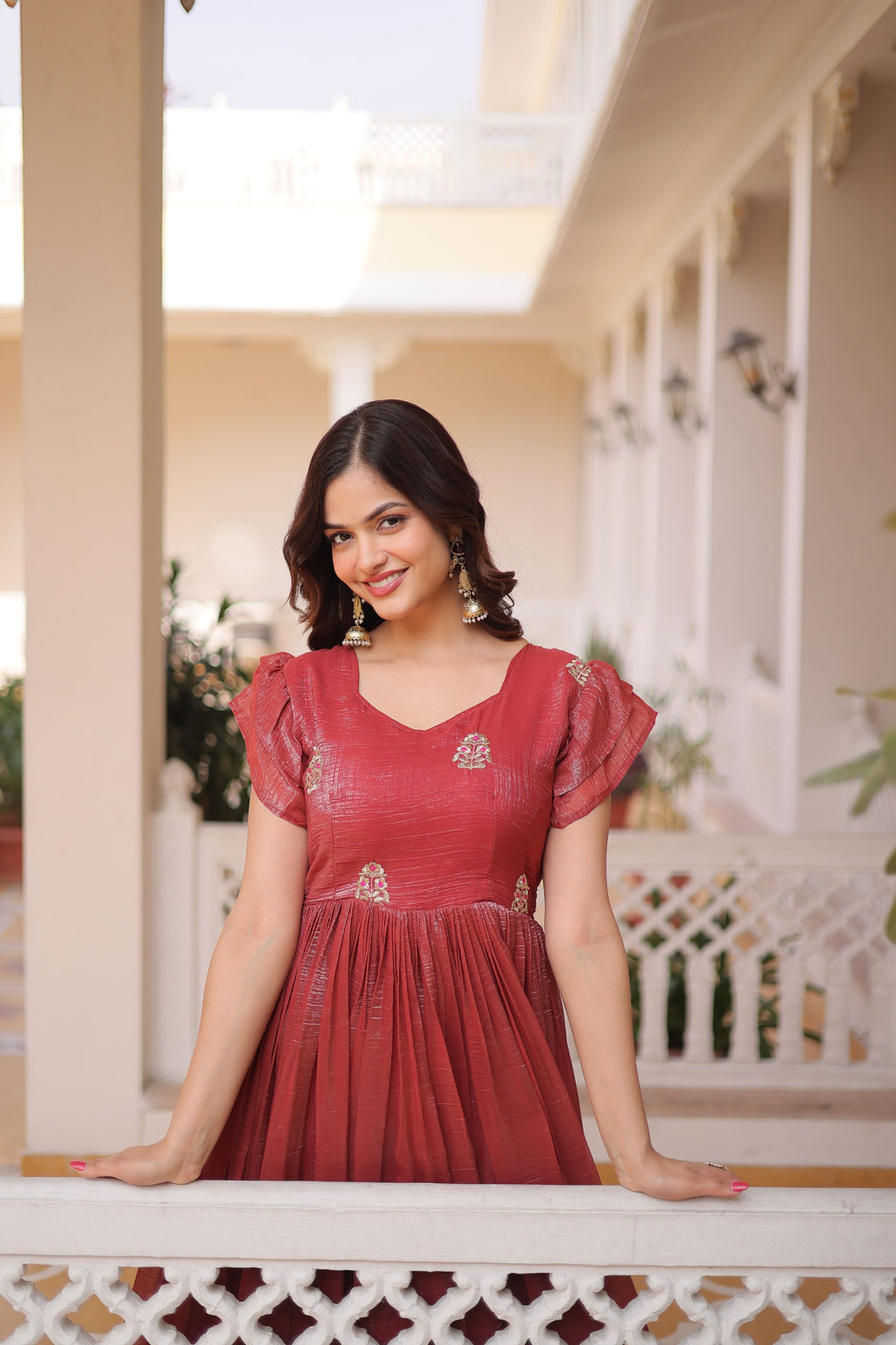 Mohini Crunchy with embroidery work Gown