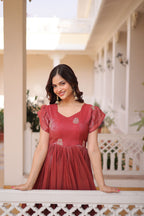 Mohini Crunchy with embroidery work Gown