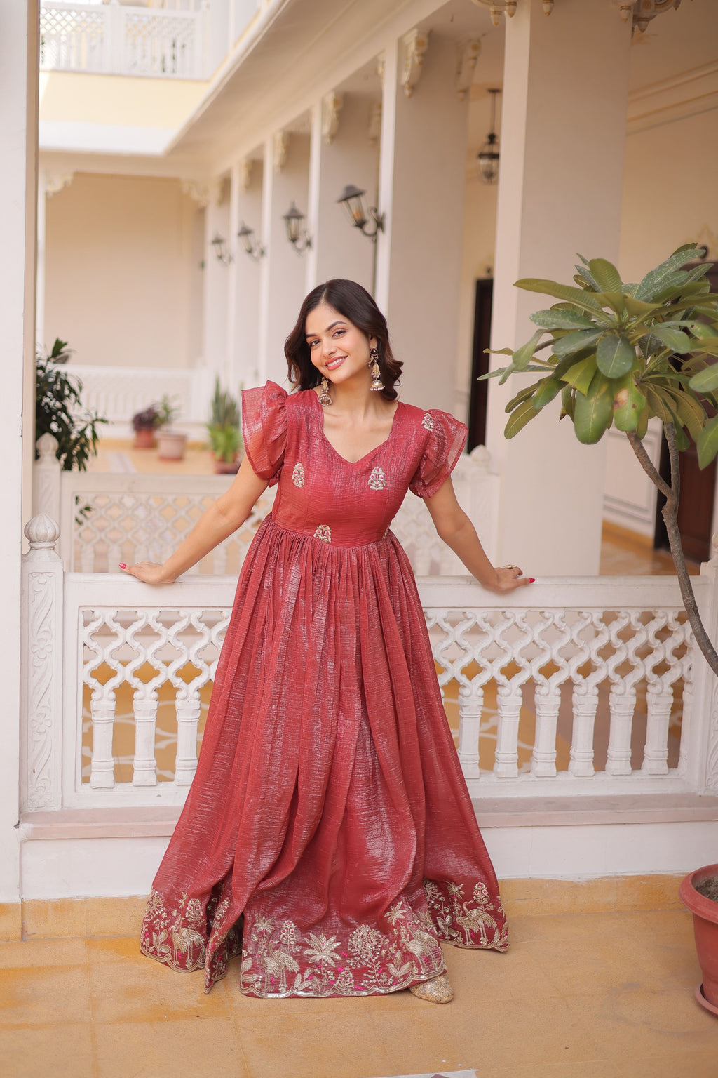 Mohini Crunchy with embroidery work Gown