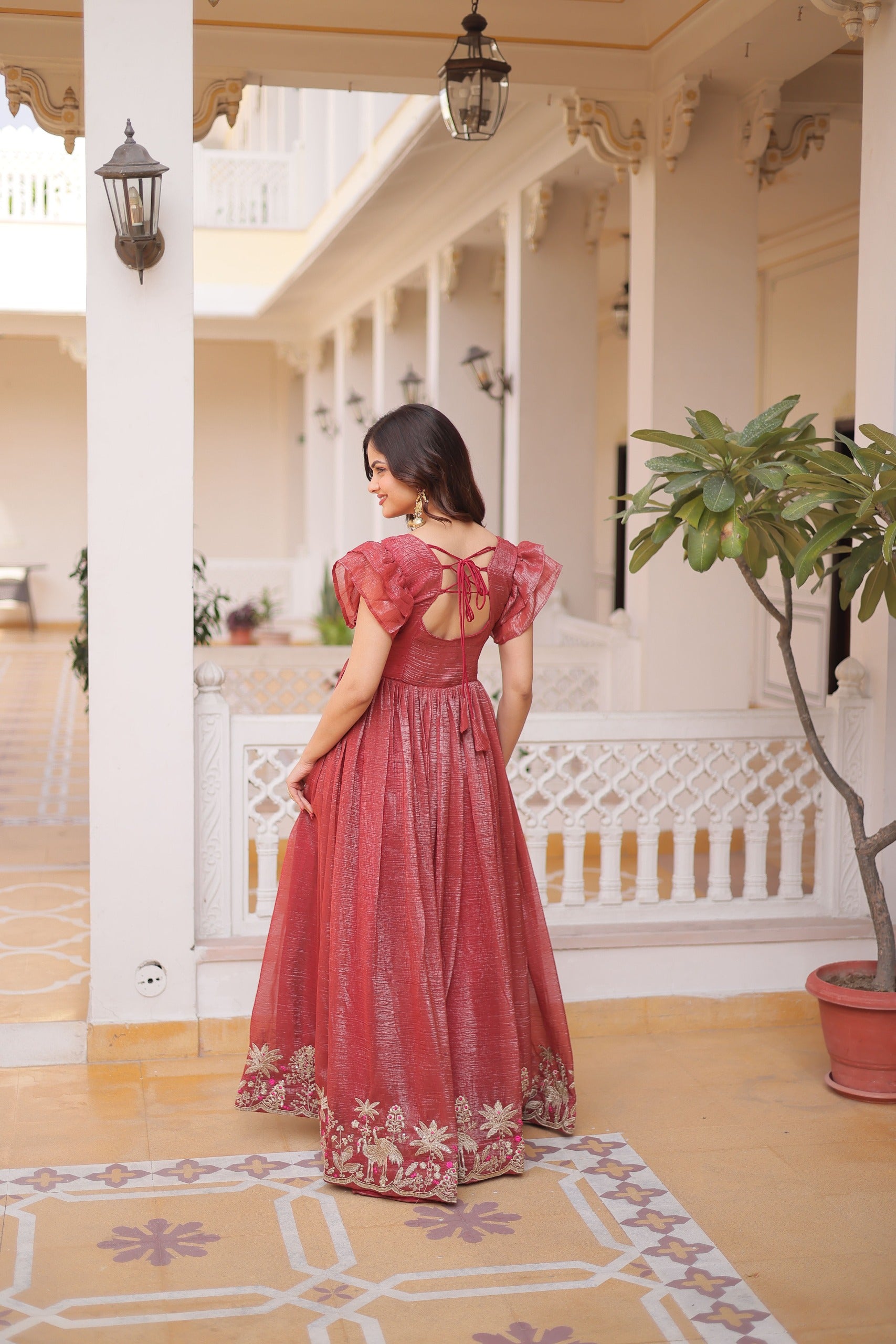Mohini Crunchy with embroidery work Gown