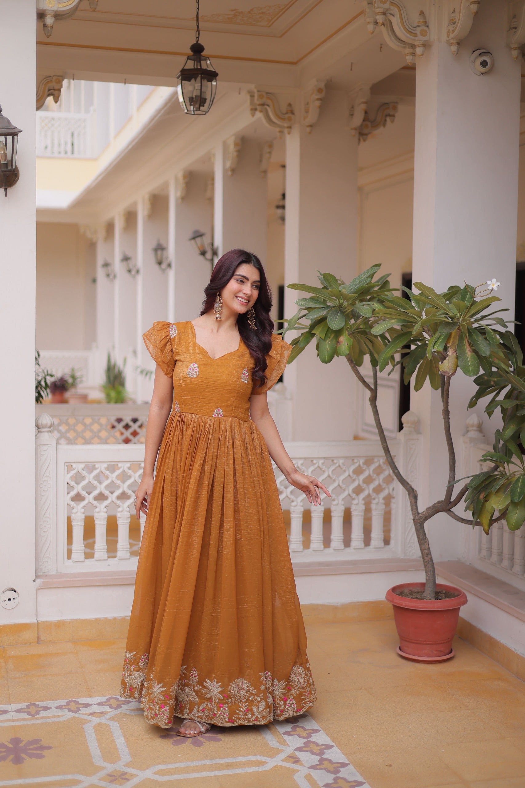Pravika Crunchy with embroidery work Gown