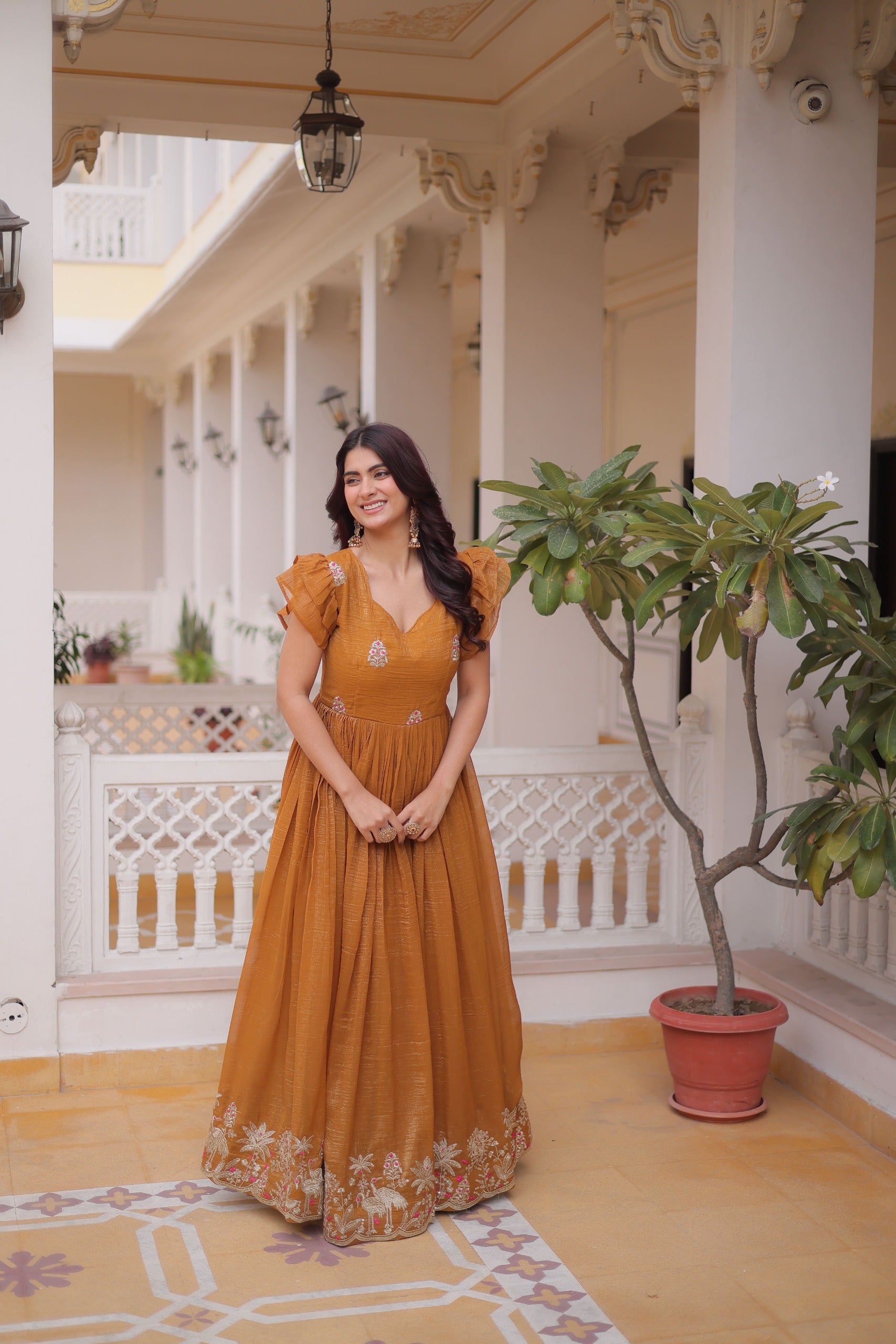 Pravika Crunchy with embroidery work Gown