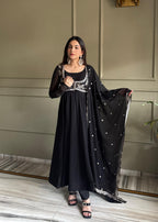 Black Koti Style Anarkali Suit Set