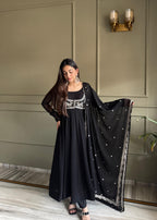 Black Koti Style Anarkali Suit Set