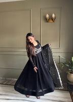 Black Koti Style Anarkali Suit Set
