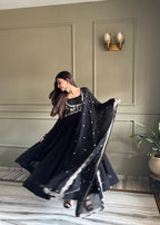 Black Koti Style Anarkali Suit Set