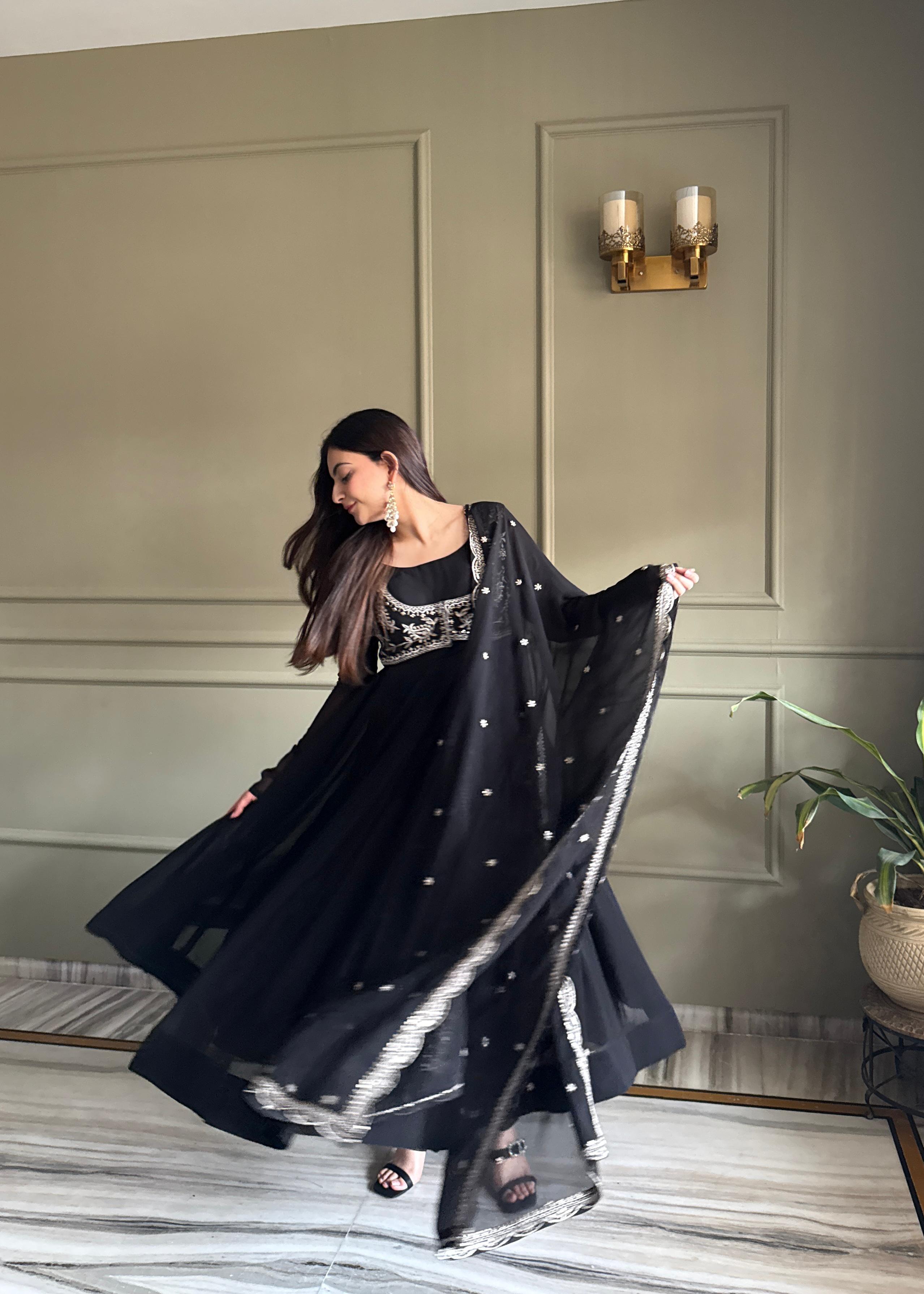 Black Koti Style Anarkali Suit Set