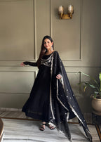 Black Koti Style Anarkali Suit Set