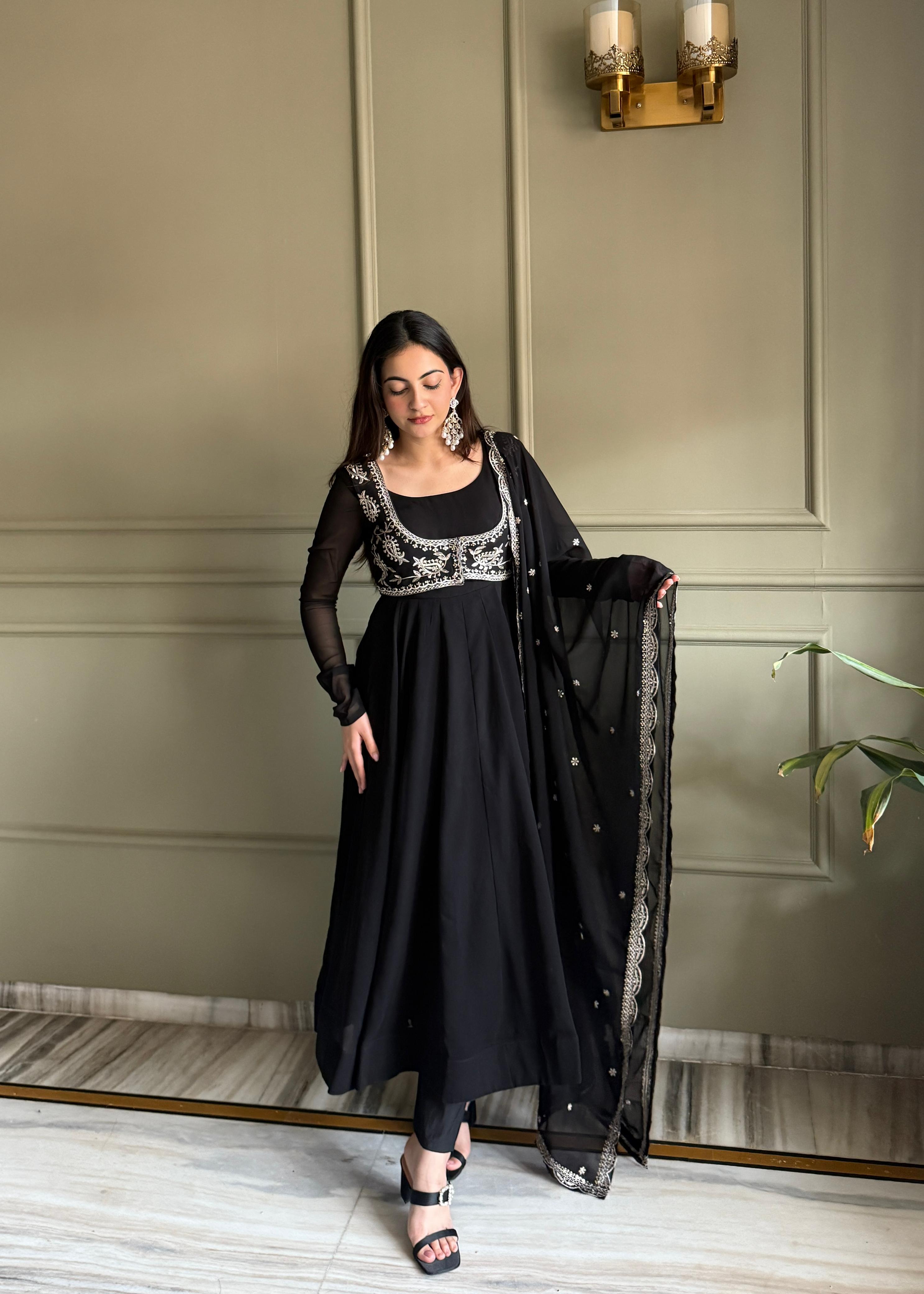 Black Koti Style Anarkali Suit Set