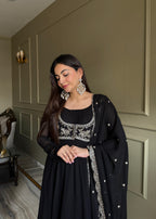 Black Koti Style Anarkali Suit Set