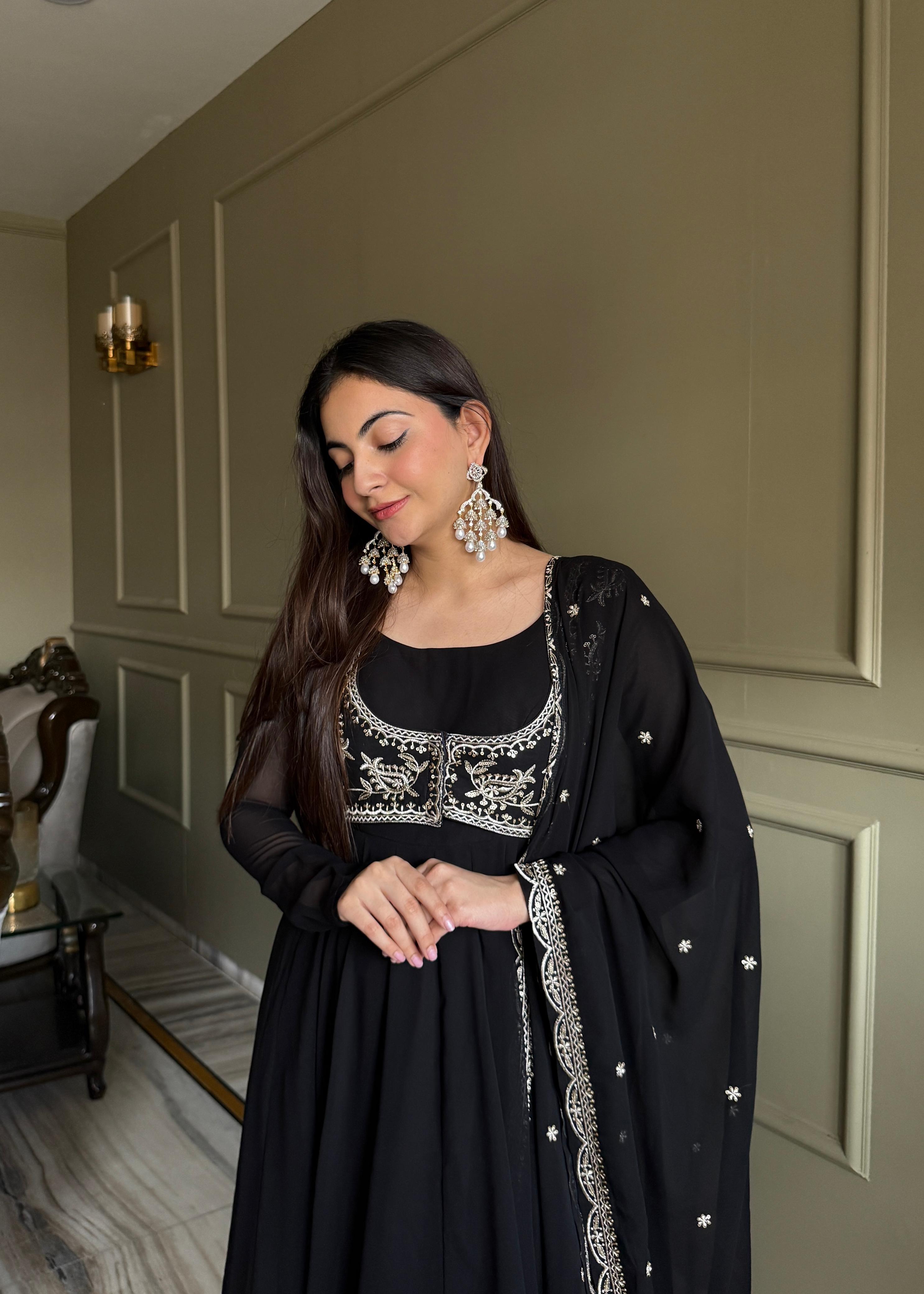 Black Koti Style Anarkali Suit Set