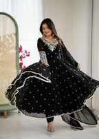 Black Heavy Embroidery Rainbow Sequence with Moti Work Suit Set