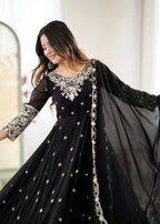 Black Heavy Blooming Faux Suit Set