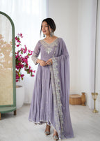 Purple Heavy Embroidery Rainbow Sequence with Moti Work Suit Set