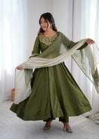 Aditi Heavy French Green Suit Set