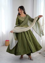 Aditi Heavy French Green Suit Set