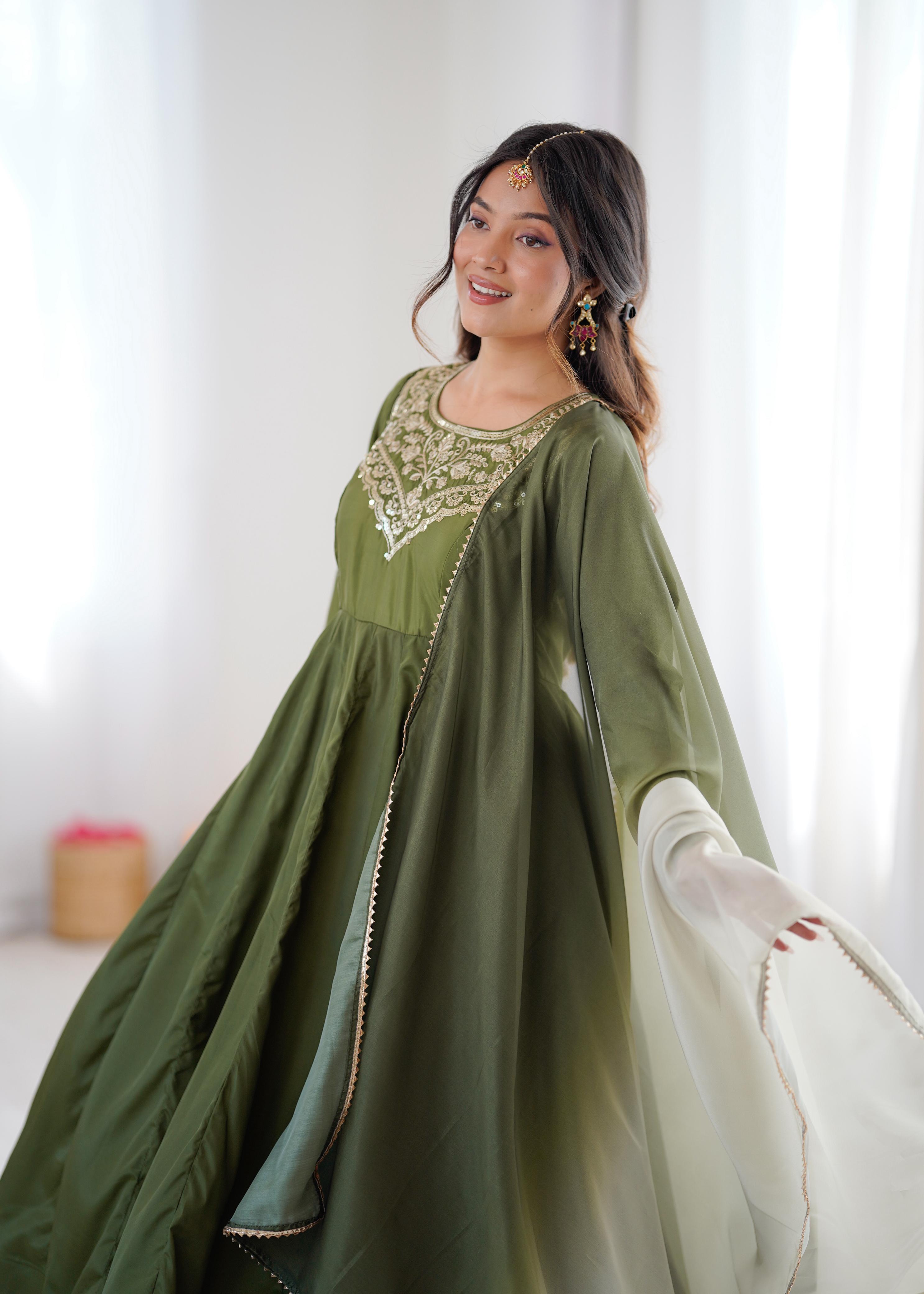 Aditi Heavy French Green Suit Set