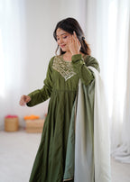 Aditi Heavy French Green Suit Set
