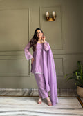 Violent Crunchy Silk Fabric With Siroski Work Kurta Set