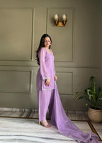 Violent Crunchy Silk Fabric With Siroski Work Kurta Set