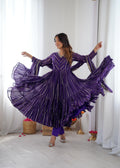 Purple Mal Chanderi Ruffle Kurta Set