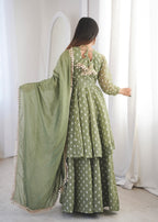 Pista Heavy Crunchy Silk Jacquard Butti Suit Set