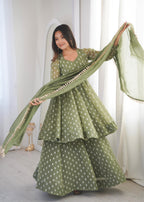 Pista Heavy Crunchy Silk Jacquard Butti Suit Set