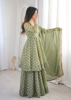 Pista Heavy Crunchy Silk Jacquard Butti Suit Set