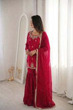 Dark Rani Embroidery Sequence Work Sharara Set