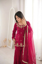Dark Rani Embroidery Sequence Work Sharara Set