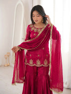 Dark Rani Embroidery Sequence Work Sharara Set