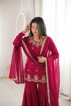 Dark Rani Embroidery Sequence Work Sharara Set