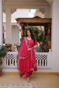 Pink Embroidery Bandhani Style Suit Set