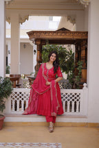 Pink Embroidery Bandhani Style Suit Set