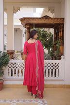 Pink Embroidery Bandhani Style Suit Set