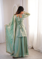 Sky Blue Embroidery Sequence Work Sharara Set