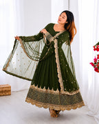 Mahendi Embroidered Sequence Work Anarkali