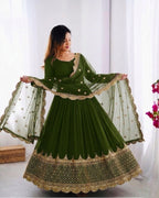 Mahendi Embroidered Sequence Work Anarkali